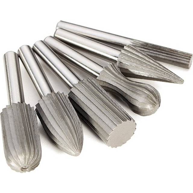 Drillpro 6pcs 6mm Shank Tungsten Steel Rotary File Cutter Engraving Grinding Bit For Rotary Tools