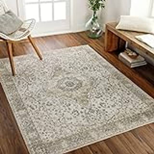Riffa Machine Washable Rug - Vintage Runner Rugs Living Room, Kitchen, Bedroom, Dining, Outdoor - Traditional Oriental Boho Rug Style - Large Rug