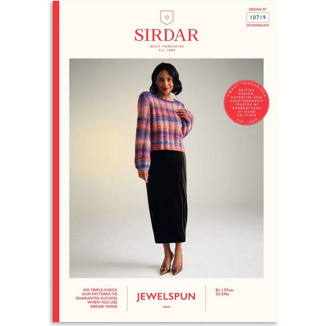 Sirdar Jewelspun Aran Ladies Loose Tunic Cardigan Pattern 10288 81cm-137cm