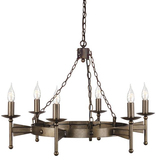 Dabrowski 6-Light Wagon Wheel Chandelier - Old Bronze (40cm H X 81cm W X 81cm D)