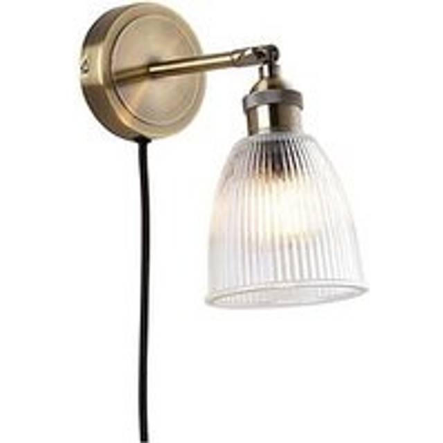 Very Home Hellie Plug-In Wall Light - Antique Brass/Clear