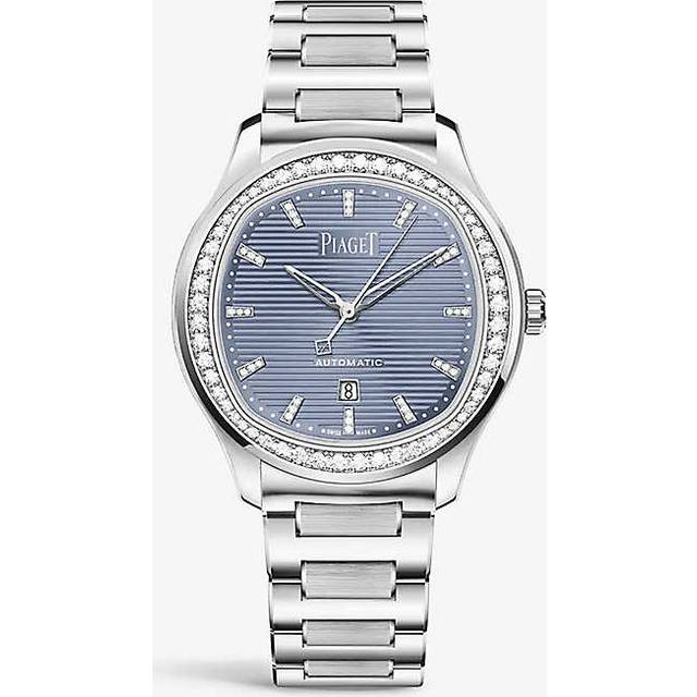 Piaget Stainless Steel and Diamond Polo Date Watch - Blue - 36mm