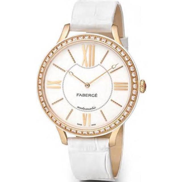 Faberge Watch Lady 18ct Rose Gold White Dial - White