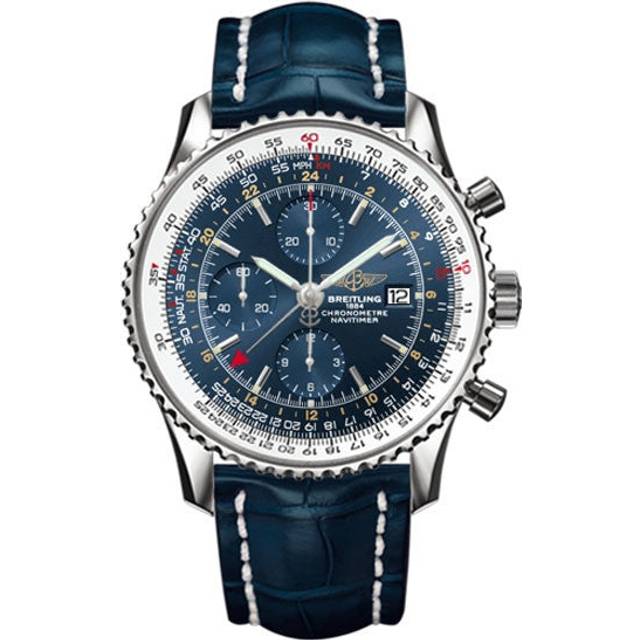 Breitling Watch Navitimer 1 Chronograph GMT 46 Croco Tang Type - Blue