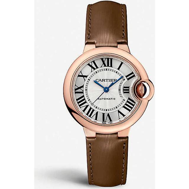 Cartier Mens Rose Gold Crwgbb0037 Ballon Bleu De 18ct Rose-gold and Leather Self-winding Mechanical Watch 32mm - ROSE GOLD