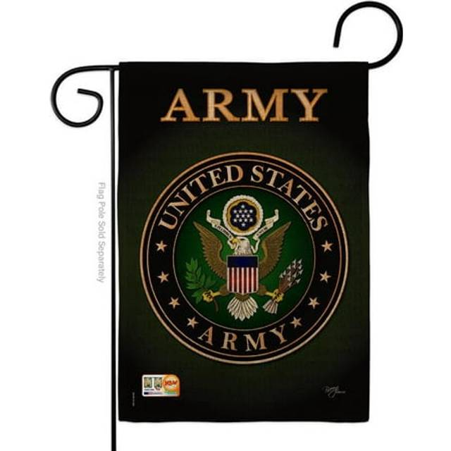 Breeze Decor BD-MI-G-108055-IP-DB-D-US10-UA 13 x 18.5 in. Army Burlap Americana Military Impressions Decorative Vertical Double Sided Garden Flag