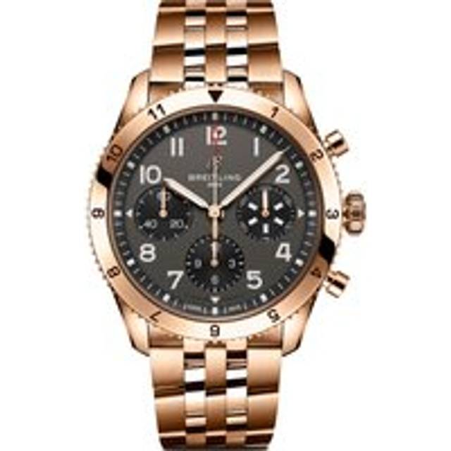 Breitling Classic AVI 42 P-51 Mustang Red Gold Bracelet Watch