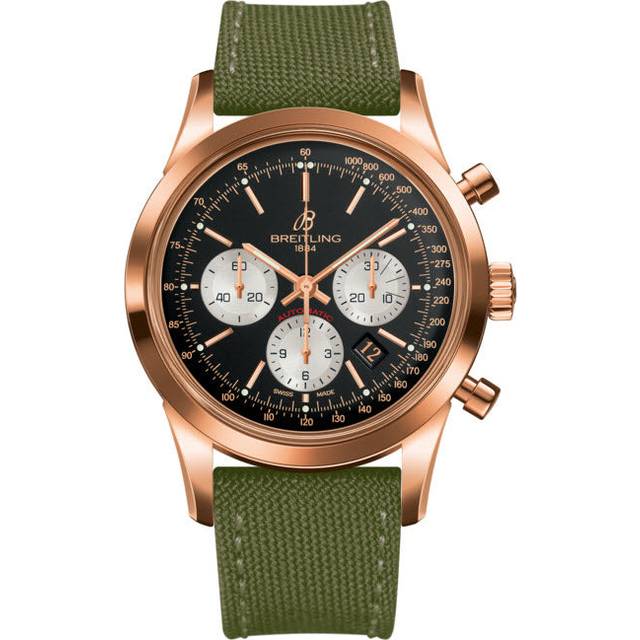 Breitling Watch Transocean Chronograph Black Red Gold - Black