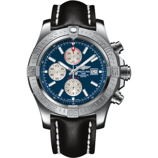 Breitling Watch Super Avenger II Steel Leather Tang Type - Blue