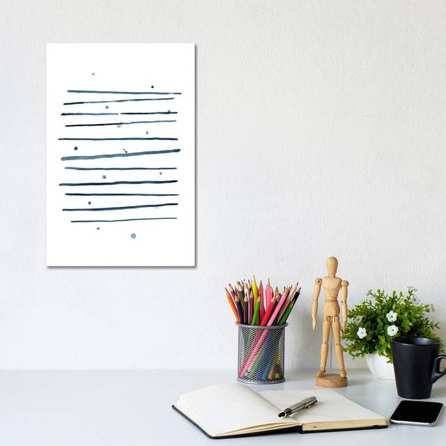 Watercolor Lines IV Black, Grey and Blue by Nouveau Prints - Wrapped Canvas Art Prints (30.48cm H x 20.32cm W x 1.91cm D)