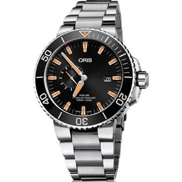 Oris Aquis Small Second Stainless Steel Black Dial Automatic Diver's 01-743-7733-4159-07-8-24-05PEB 500M Men's Watch black