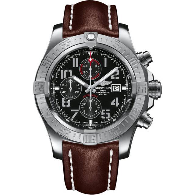 Breitling Watch Super Avenger II Steel Leather Tang Type - Black
