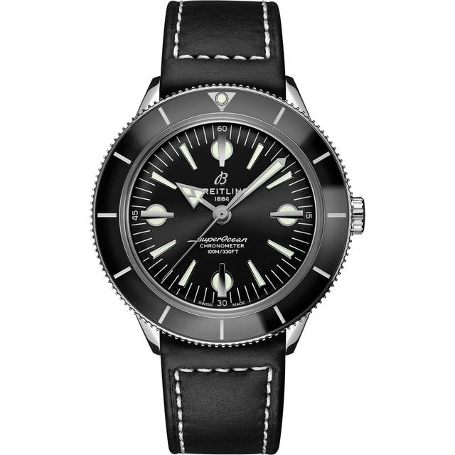 Breitling Watch Superocean Heritage 57 Black Leather Tang Type - Black