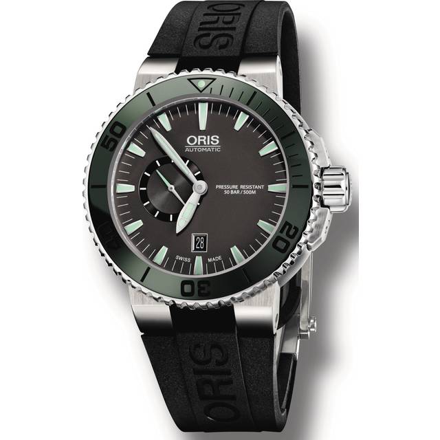Oris Watch Aquis Date Small Second Dark Green Rubber D - Grey