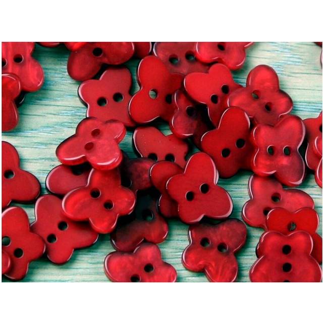 Trimits Pearlised Butterfly Buttons Red