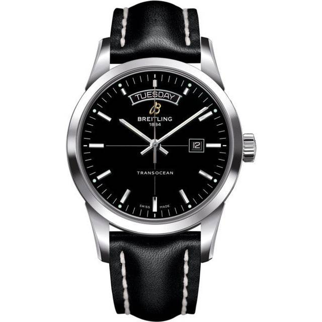 Breitling Watch Transocean Day Date Leather Tang Type - Black