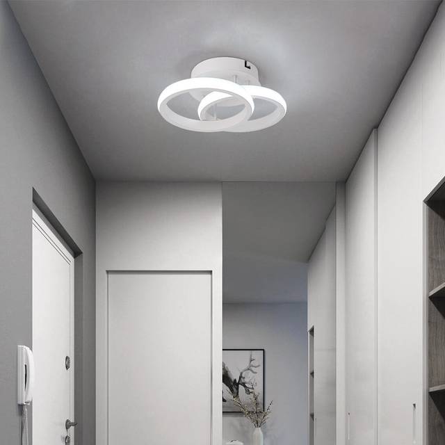 Double Round LED Modern Ceiling Light Fixtures Flush Mount Ceiling Lamp For Bedroom Kitchen Loft Aisle Hallway Balcony Stair Entryway Square,22W Cool - Cool White (9.5cm H X 25cm W X 17cm D)