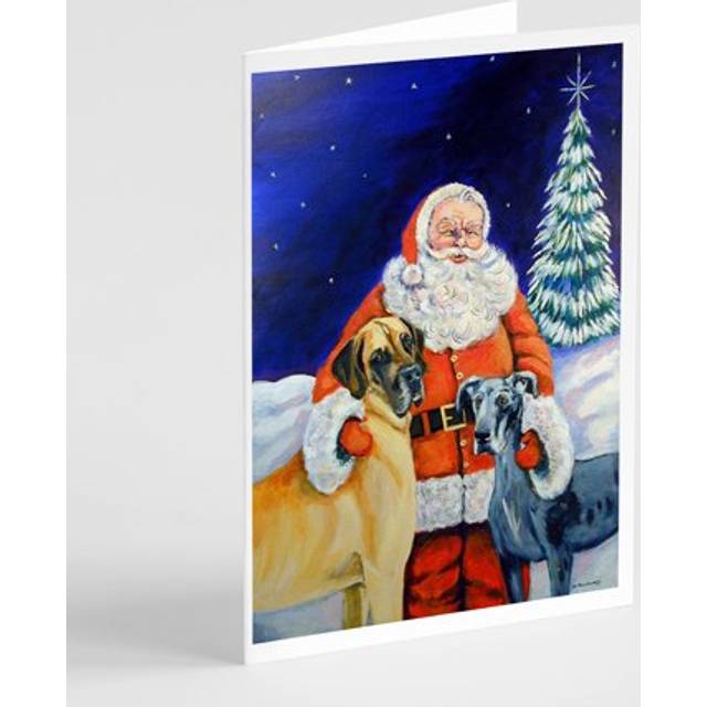 Santa Claus with Great Dane  Greeting Cards and Envelopes Pack of 8