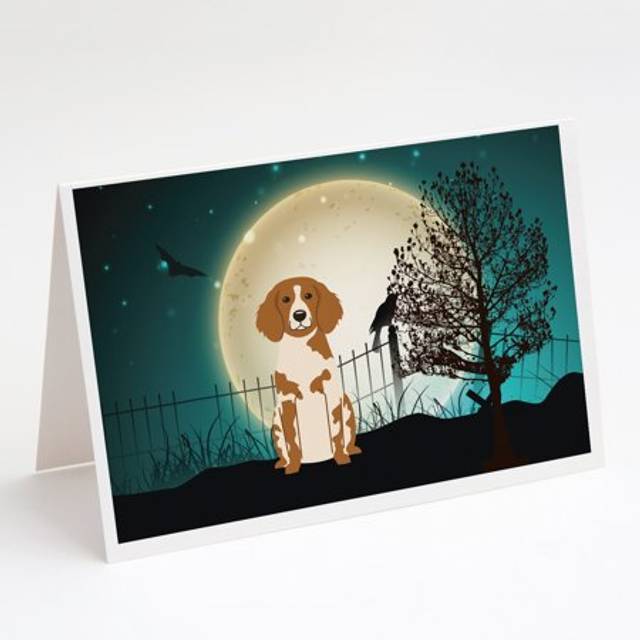 Halloween Scary Brittany Spaniel Greeting Cards and Envelopes Pack of 8