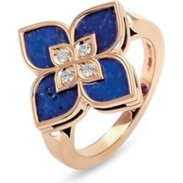 Roberto Coin Venetian Princess 18ct Rose Gold Diamond Lapis Lazuli Ring - 14-(54)