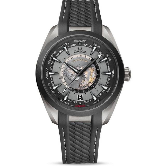Seamaster Aqua Terra 150m Co Axial Master Chronometer GMT Worldtimer 43mm Mens Watch Black Rubber