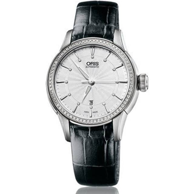 Oris Watch Artelier Lady Date Diamond Leather - Silver