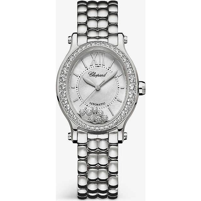 Chopard Happy Sport Silver Oval Diamond Bracelet Watch 278602-3002