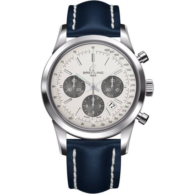Breitling Watch Transocean Chronograph Leather Tang Type - Silver