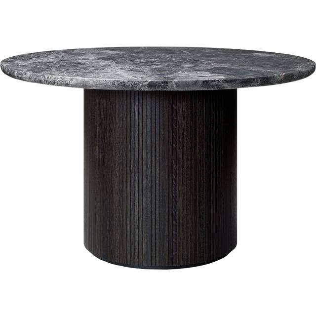 GUBI Moon matbord runt marble grey, Ø120 cm, brun/svartbetsad fot - Grå