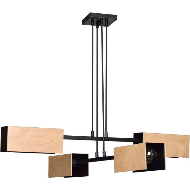 Canaria 4-Light Unique/Statement Square/Rectangle Pendant - Black (30cm H X 86cm W X 86cm D)