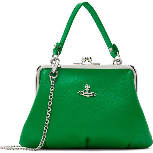 VIVIENNE WESTWOOD Vegan Granny Frame Bright Green Purse On A Chain Siz