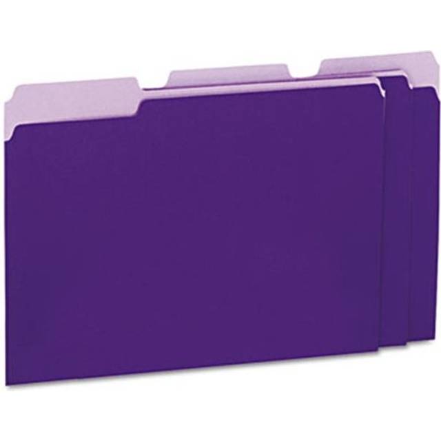 Recycled Interior File Folders, .33 Cut Top Tab, Letter, Violet, 100-Box