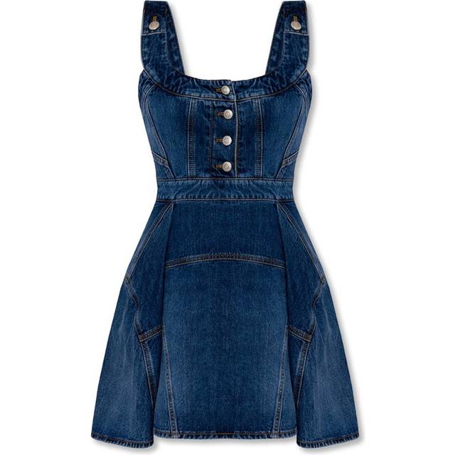 Alexander McQueen, Short Dresses, female, Blue, 3XS, Denim Mini Dress with Logo Detail