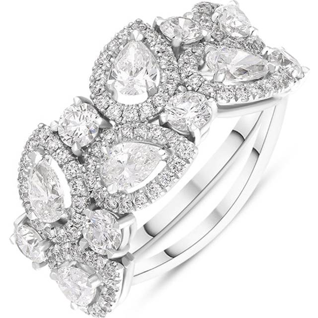 Platinum Diamond Pear Cut Statement Cluster Ring