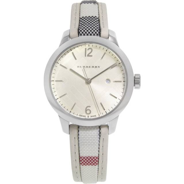 BURBERRY WOMEN'S 32MM LEATHER BAND STEEL CASE SWISS QUARTZ WATCH BU10113