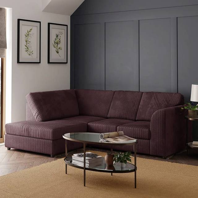 Duvernay Fullback Corner Sofa - Grey - Chocolate (75cm H X 212cm W X 87cm D)