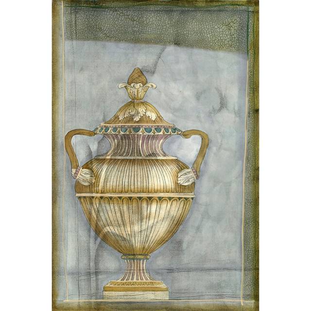 Small Urn and Damask II by Jennifer Goldberger - Wrapped Canvas Painting (122cm H x 81cm W x 3.8cm D)