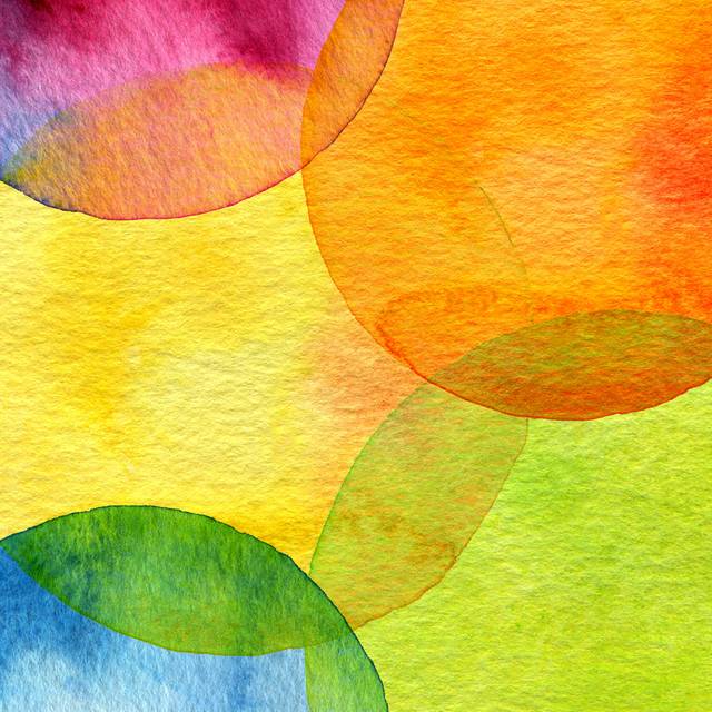 Abstract Watercolor Circle Painted Background (122cm H x 122cm W x 3.8cm D)