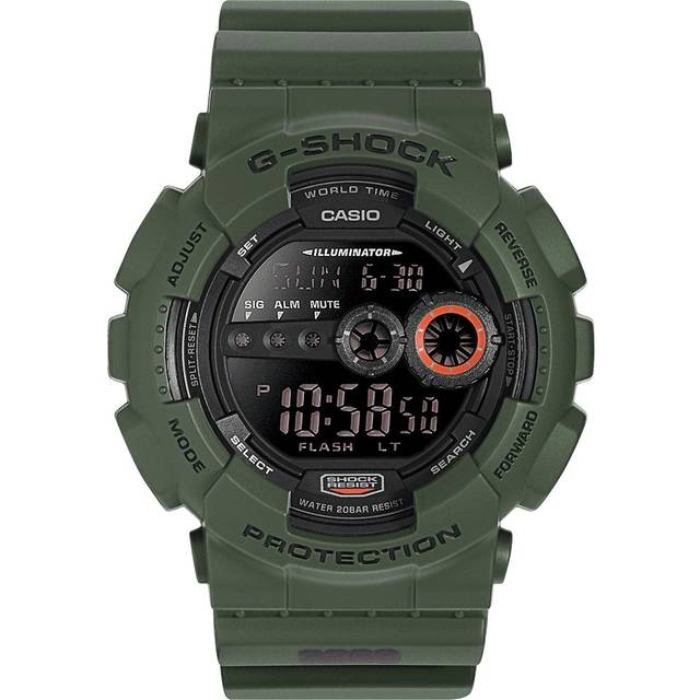 G-Shock Watch Worldtime Alarm Military Green Mens - Black