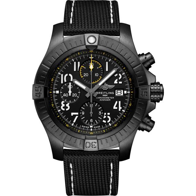 Breitling Watch Avenger Chronograph 45 Night Mission Leather Tang Type - Black
