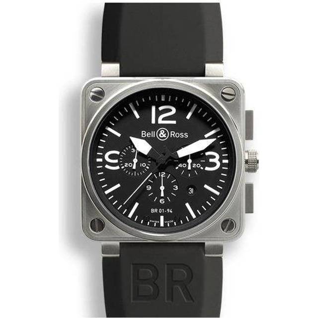 Bell & Ross BR 01 94 Chronograph Black Dial Steel Case - Black