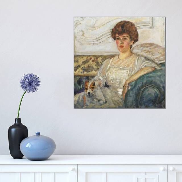 Woman on a Blue Sofa by Pierre Bonnard - Wrapped Canvas Painting (45.72cm H x 45.72cm W x 3.81cm D)