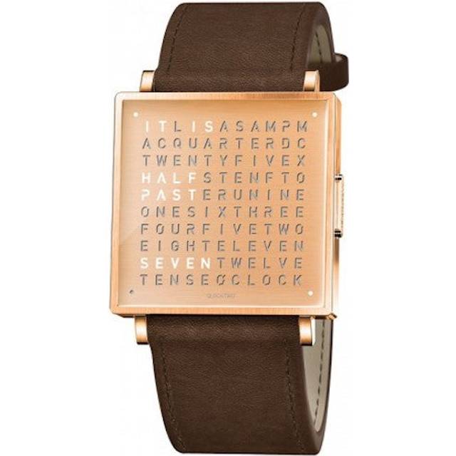 QLOCKTWO Watch W35 Fine Copper Leather D - Gold