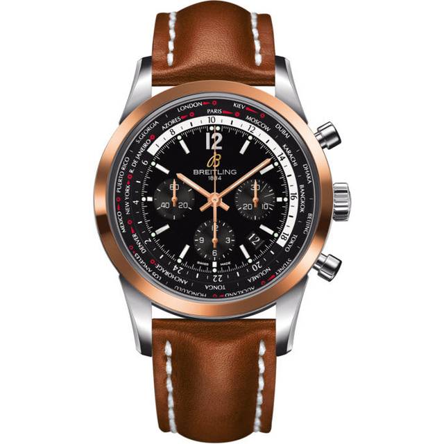 Breitling Watch Transocean Unitime Pilot Black Red Gold - Black