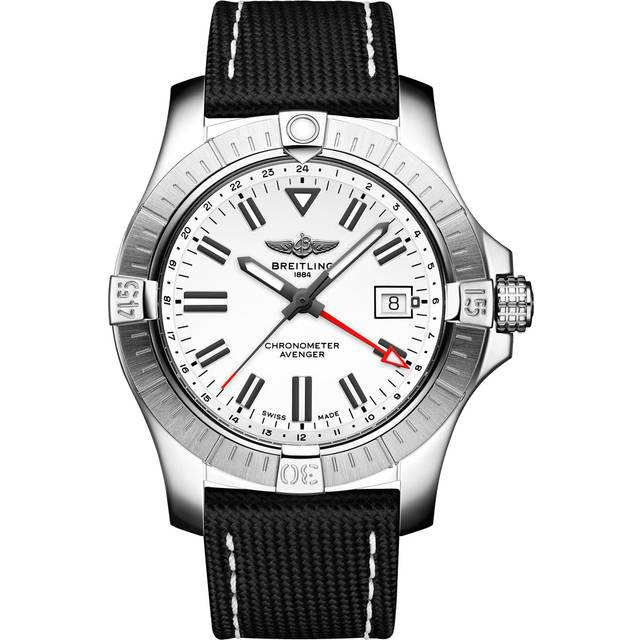Breitling Watch Avenger Automatic GMT 43 White Leather Anthracite Tang Type D
