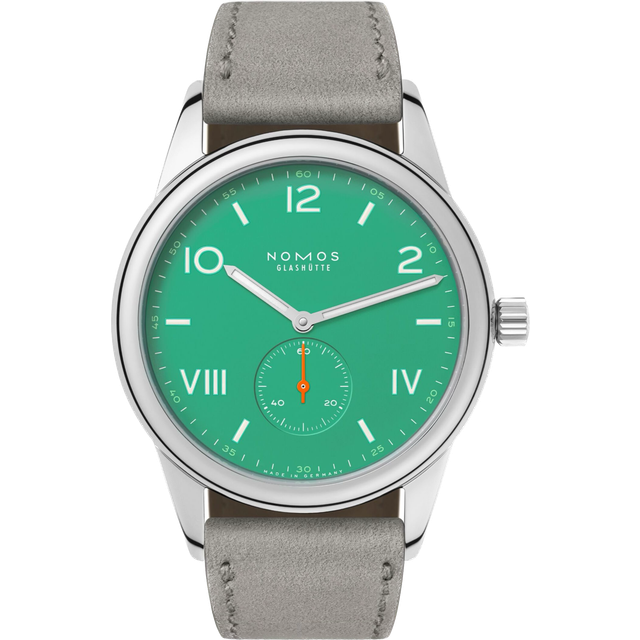 Nomos Glashutte Club Campus 38 Electric Green Sapphire Crystal