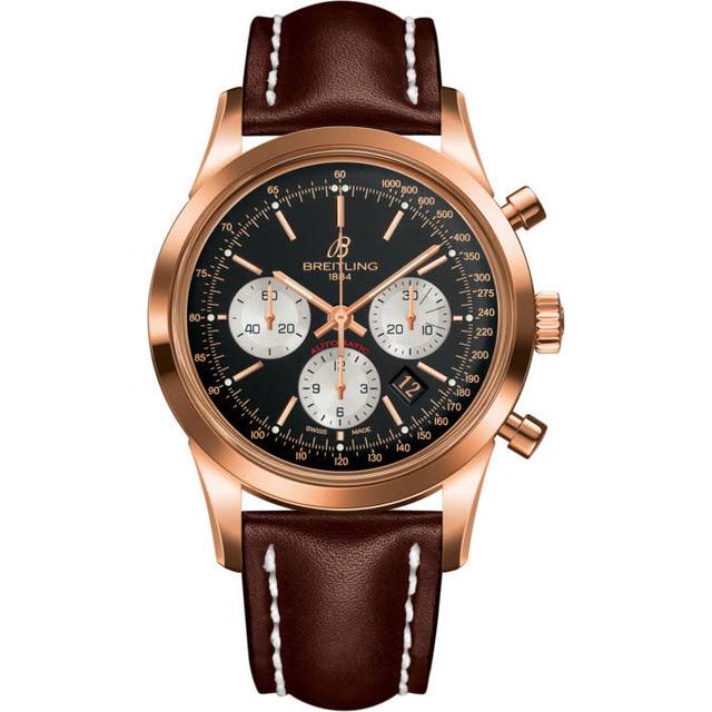 Breitling Watch Transocean Chronograph Black Red Gold - Black