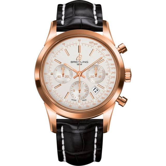 Breitling Watch Transocean Chronograph Mercury Silver Red Gold - Silver