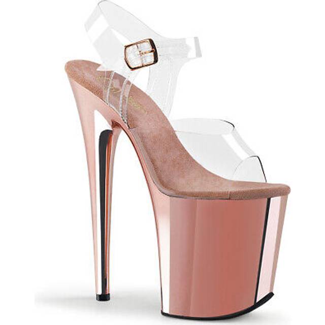 (UK 4/EU 37/US 7) Pleaser Womens Sandals FLAMINGO-808 Clr/Rose Gold Chrome