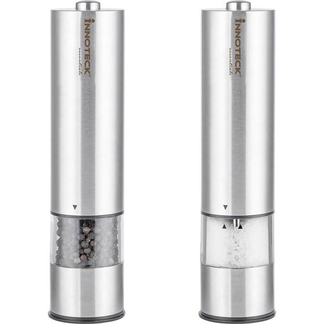 Essentials Electric Salt and Pepper Grinder Set - Silver (22.5cm H X 5.5cm W X 5.5cm D)